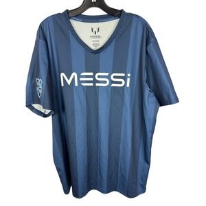 Lionel Messi Collection Blue Striped Soccer Jersey Number 10 Athletic Shirt XL